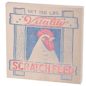 Rooster Scratch Feed Canvas Farmhouse Style Box Sign 10 Inches